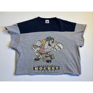 Vtg 1991 Acme Clothing Taz Hockey Shirt Tasmanian Devil Looney Tunes XL Cut Off